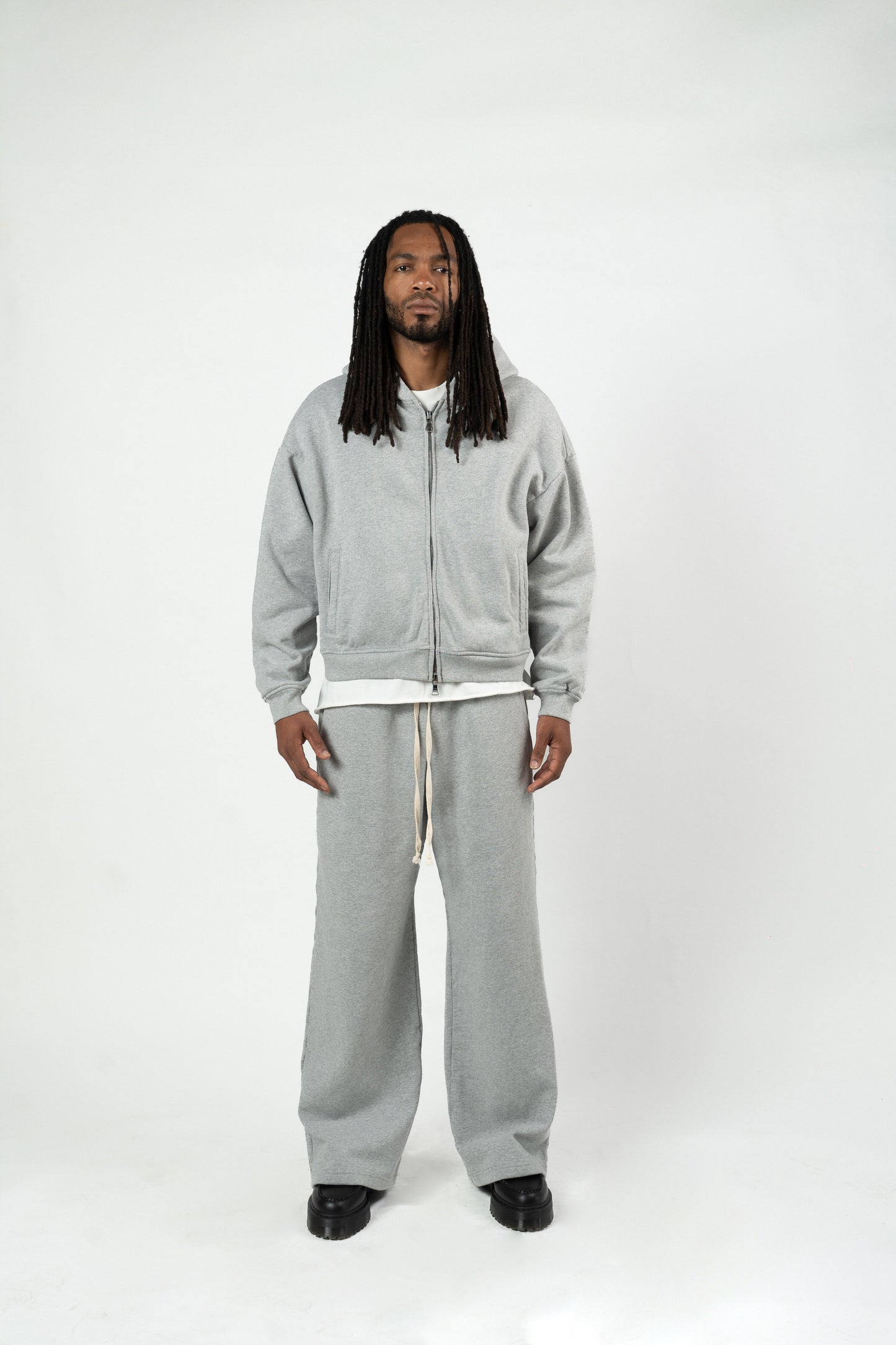 Grey Cropped Zip Up