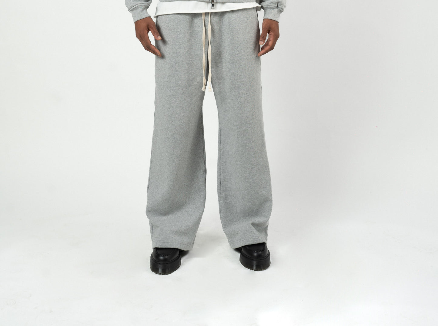 Grey Wide Leg Baggy Sweat Pants