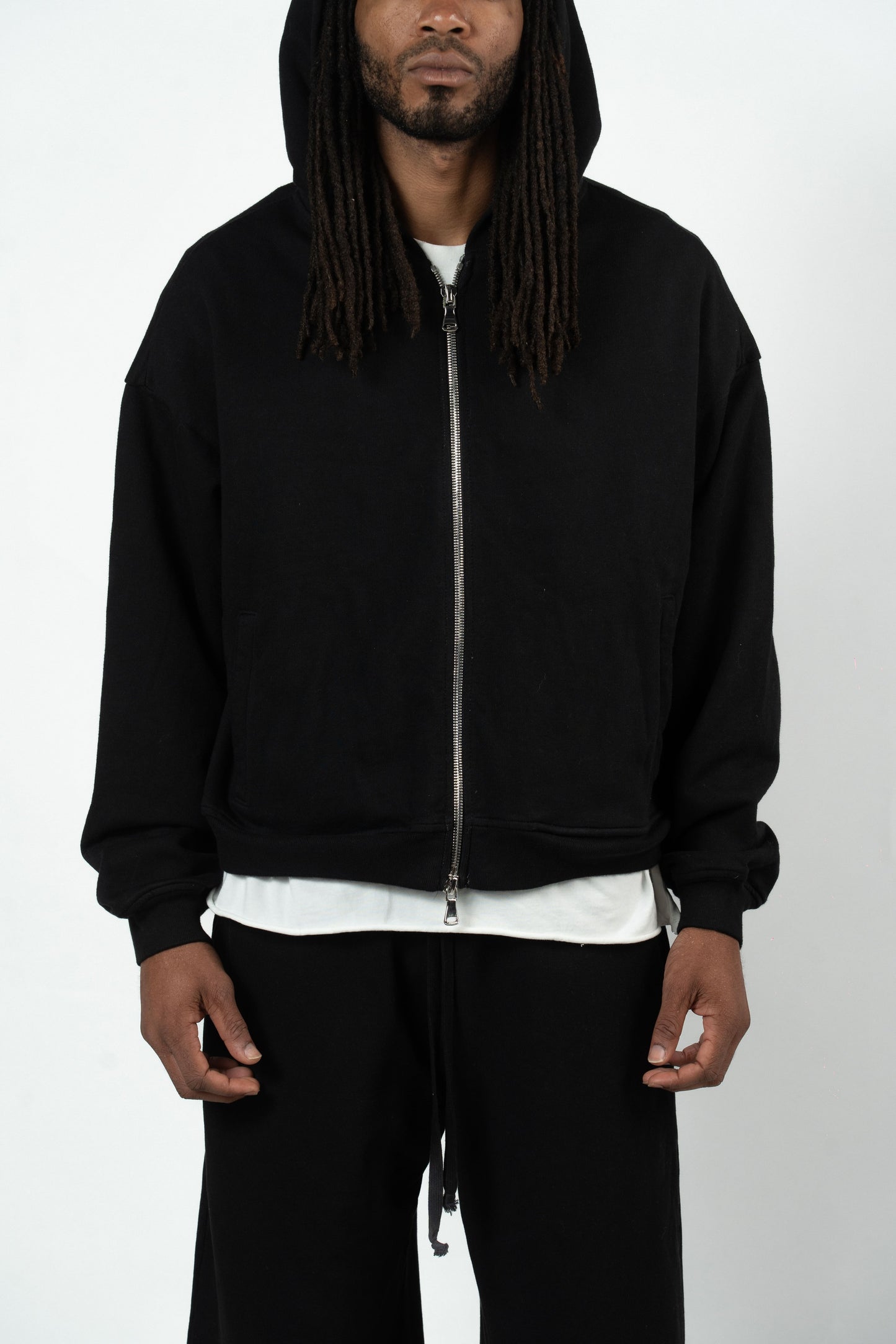 Black Cropped Zip Up