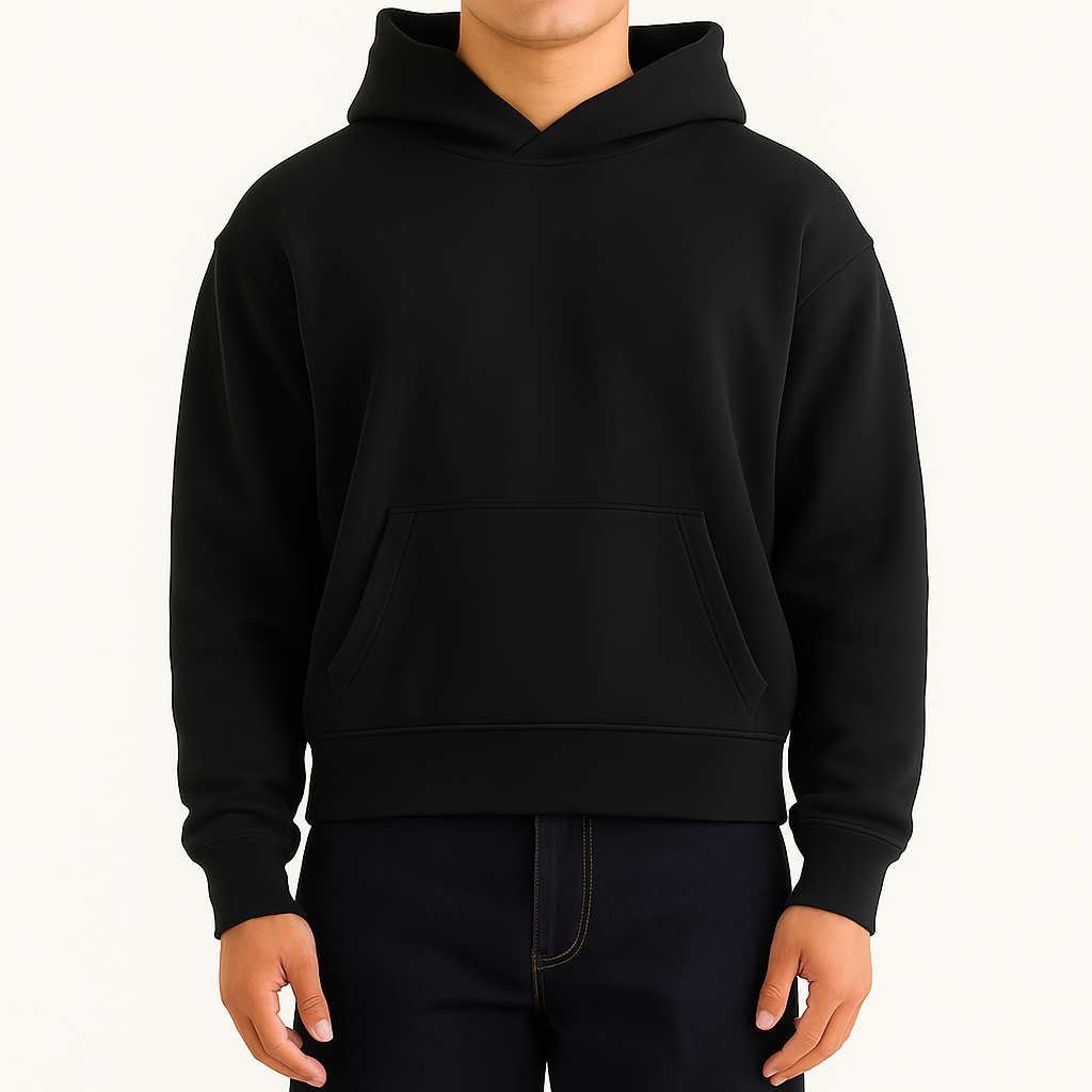 Jet Black Cropped Hoodie